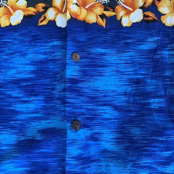 Bishop Street Men’s XL Hawaiian Short Sleeve Printed Button Shirt Blue Floral - Picture 5 of 12